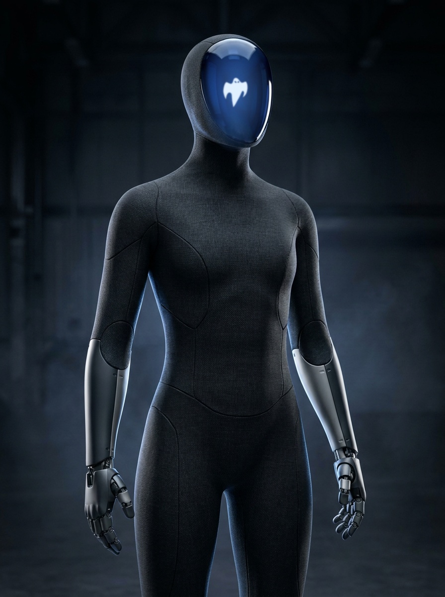 Fantom Unit 01 humanoid robot, three-quarter view